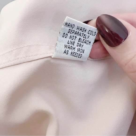 Go Silk Charmeuse Shirt Button Down Front Blouse Light Pink - Picture 8 of 10